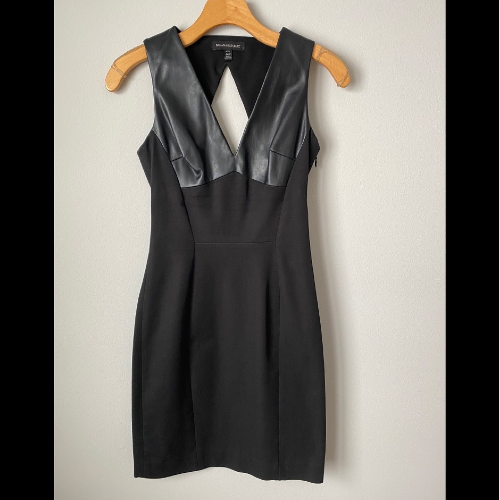 Sexy faux leather accent mini dress